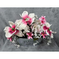 Floral Arrangement Artificial Flower Pink & White In Metal Fleurs Jardin Planter