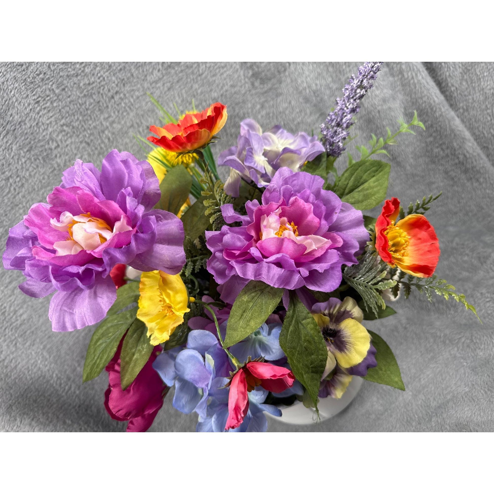 Floral Arrangement In White Vase/Pot Artificial Flowers