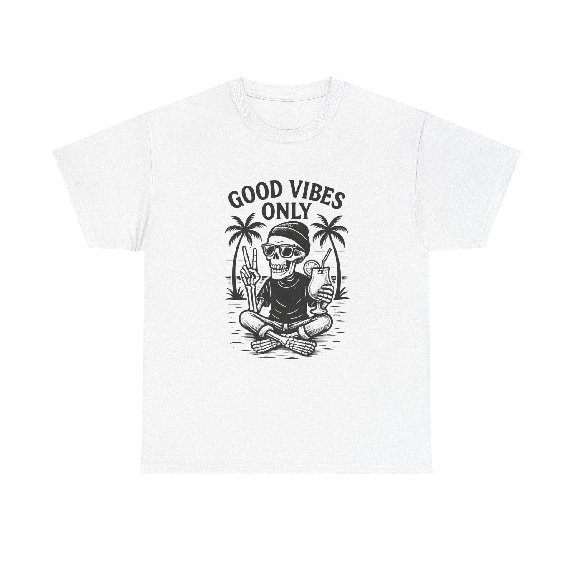 Skull Drinking T-Shirt Gothic Skeleton Graphic Tee Punk Rock Streetwear Top
