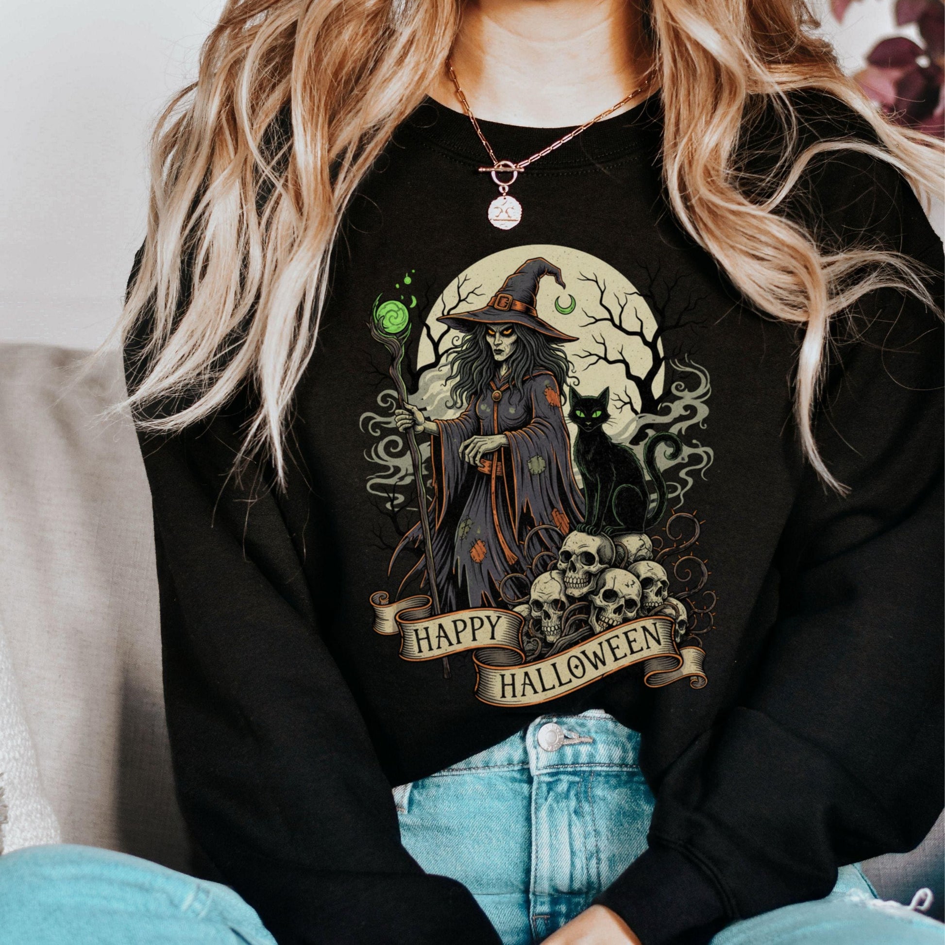 Witch in the Woods Sweatshirt Cozy Fall Pullover for Women, Spooky Forest Halloween Hoodie, Southern Witch Vibes