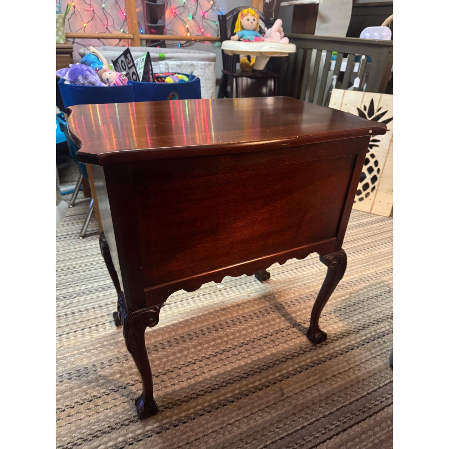 Mahogany Chippendale Lowboy Dresser Vintage Link Taylor Serpentine Chest Carved Leg Furniture Brass Hardware Dresser Traditional Antique