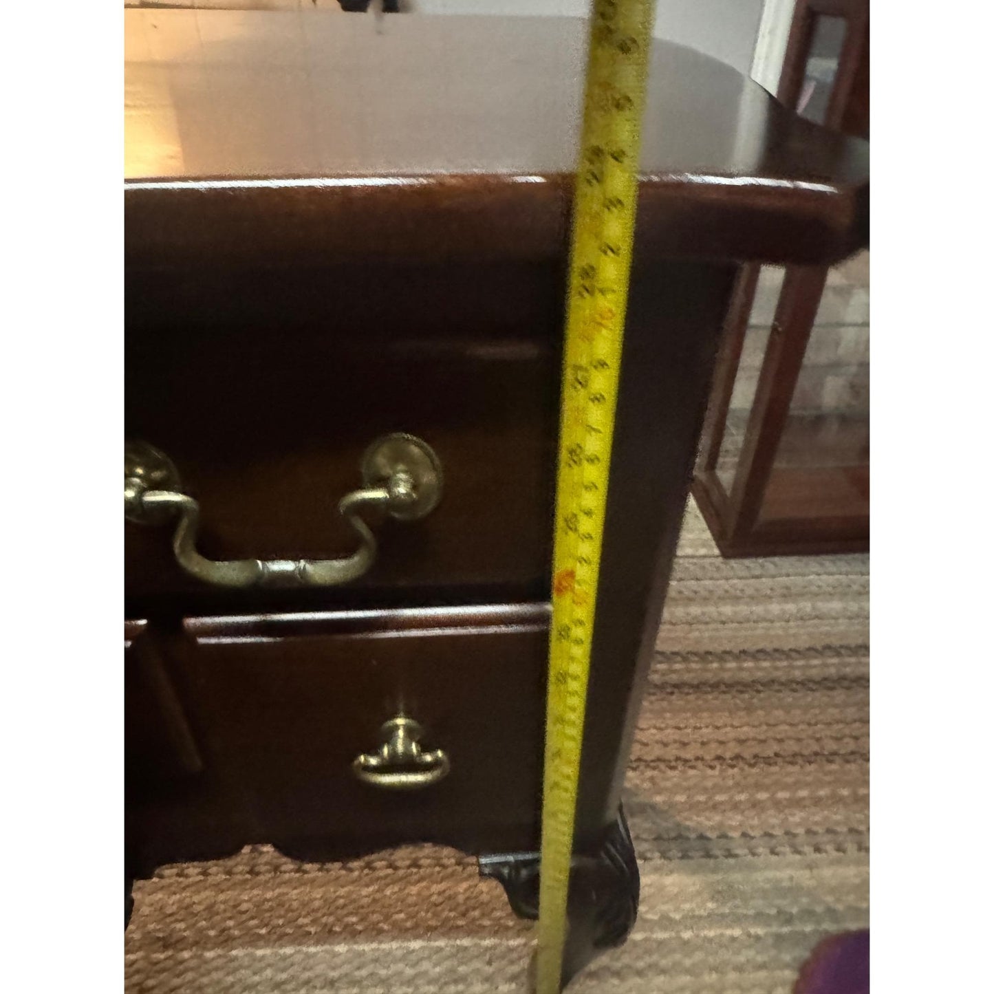 Mahogany Chippendale Lowboy Dresser Vintage Link Taylor Serpentine Chest Carved Leg Furniture Brass Hardware Dresser Traditional Antique