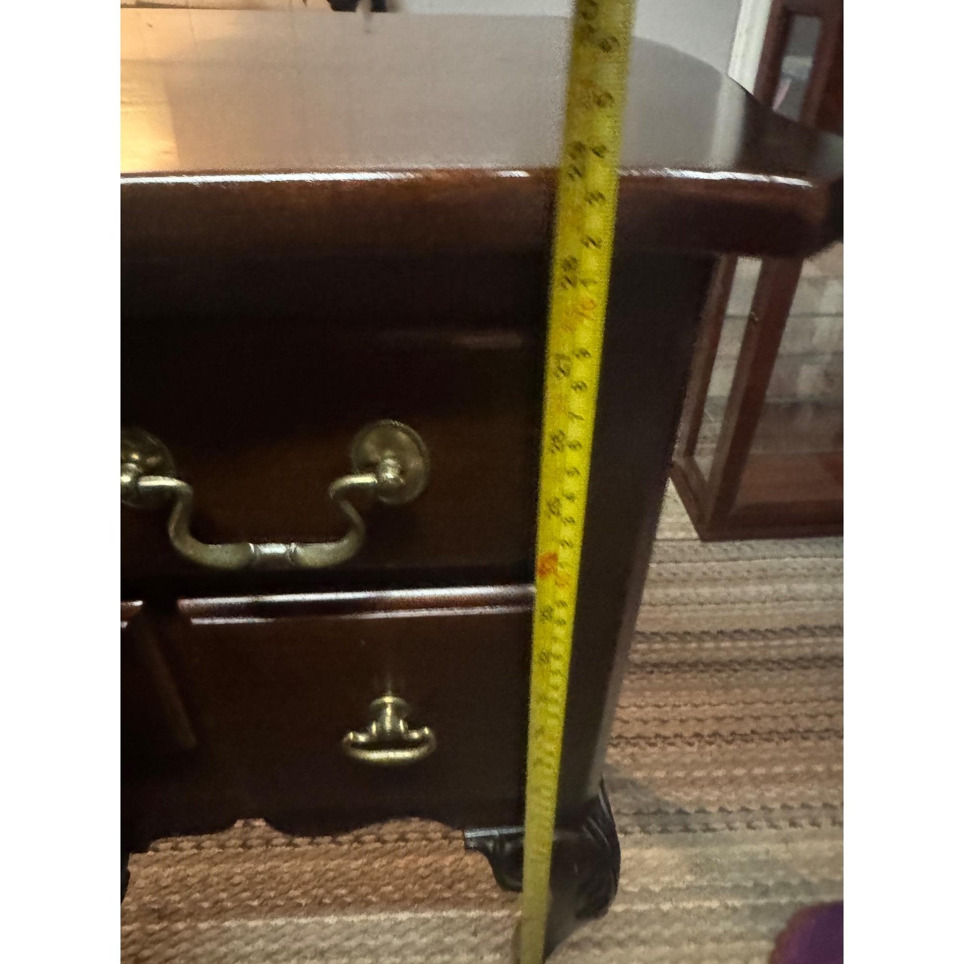 Mahogany Chippendale Lowboy Dresser Vintage Link Taylor Serpentine Chest Carved Leg Furniture Brass Hardware Dresser Traditional Antique