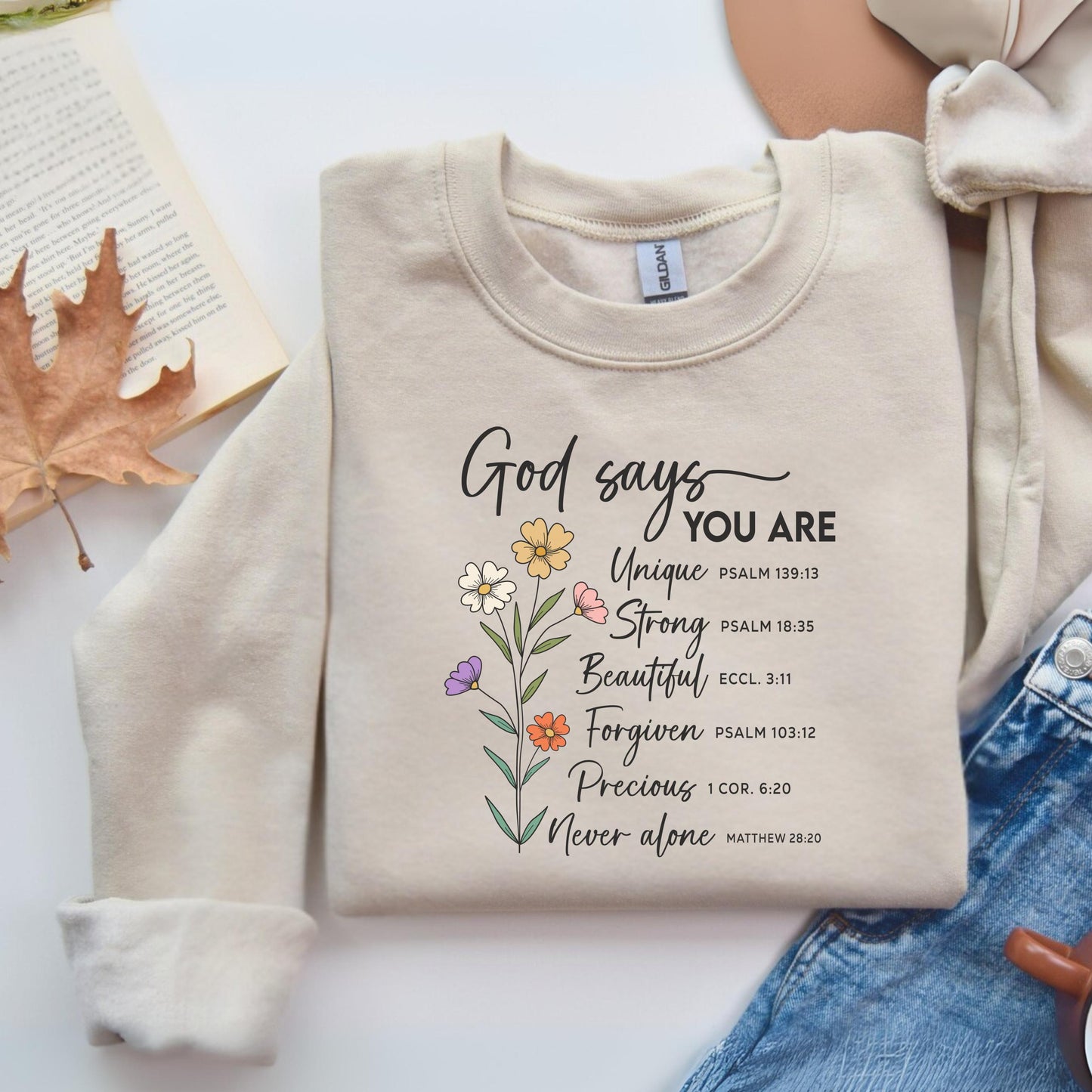 Floral Scripture Sweatshirt, Bible Verse Crewneck, Inspirational Faith Sweater, Unique Christian Gift, Religious Apparel, Cozy Christian Wea
