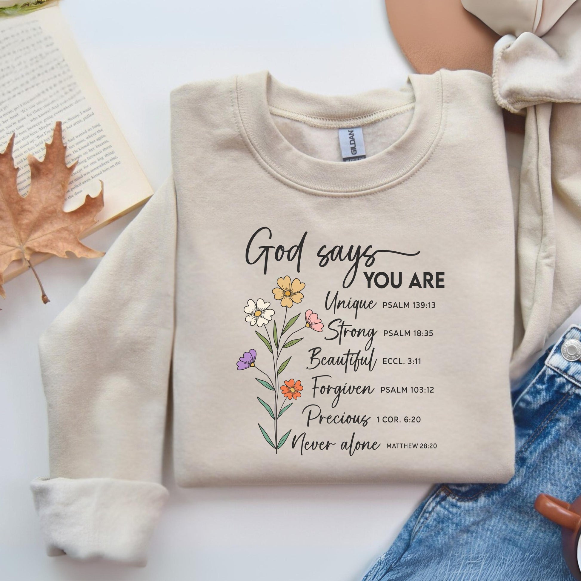 Floral Scripture Sweatshirt, Bible Verse Crewneck, Inspirational Faith Sweater, Unique Christian Gift, Religious Apparel, Cozy Christian Wea