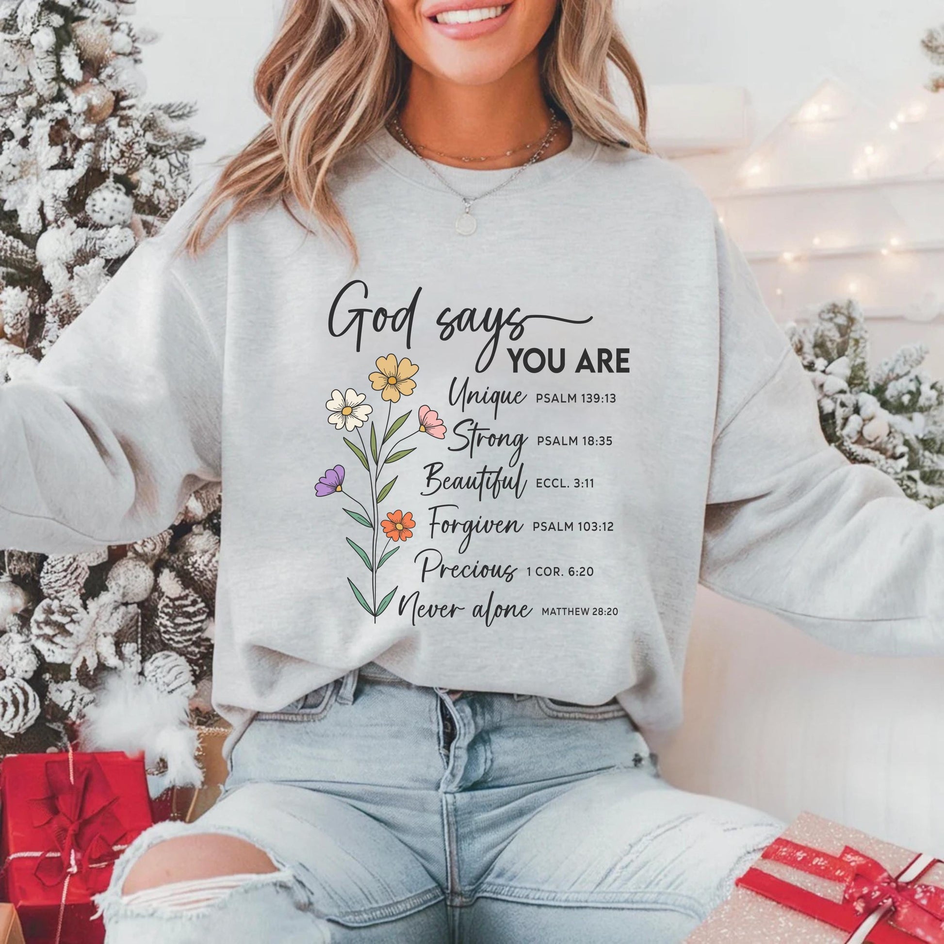 Floral Scripture Sweatshirt, Bible Verse Crewneck, Inspirational Faith Sweater, Unique Christian Gift, Religious Apparel, Cozy Christian Wea