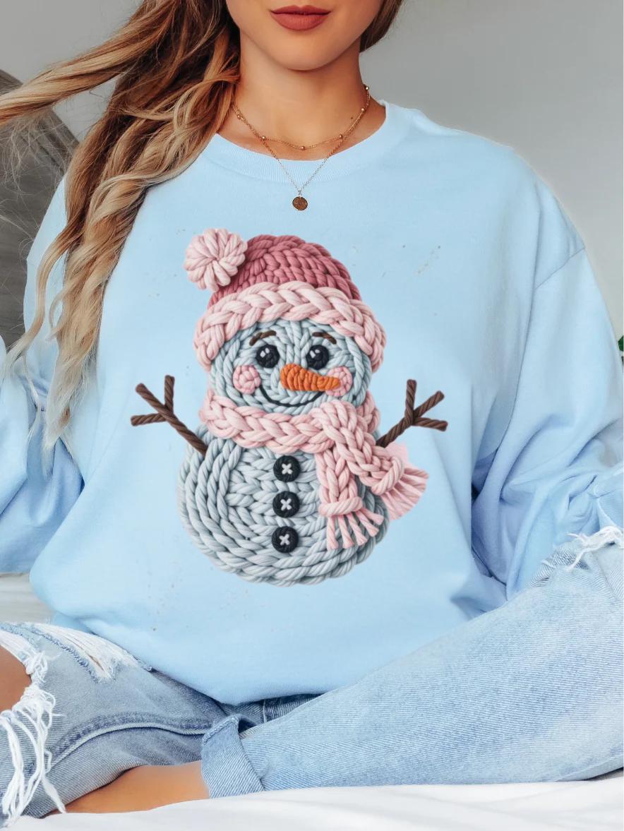 Winter Snowman Sweatshirt, Cozy Christmas Sweater, Cute Holiday Jumper, Unique Knit Design, Unisex Winter Apparel, Gift for Her