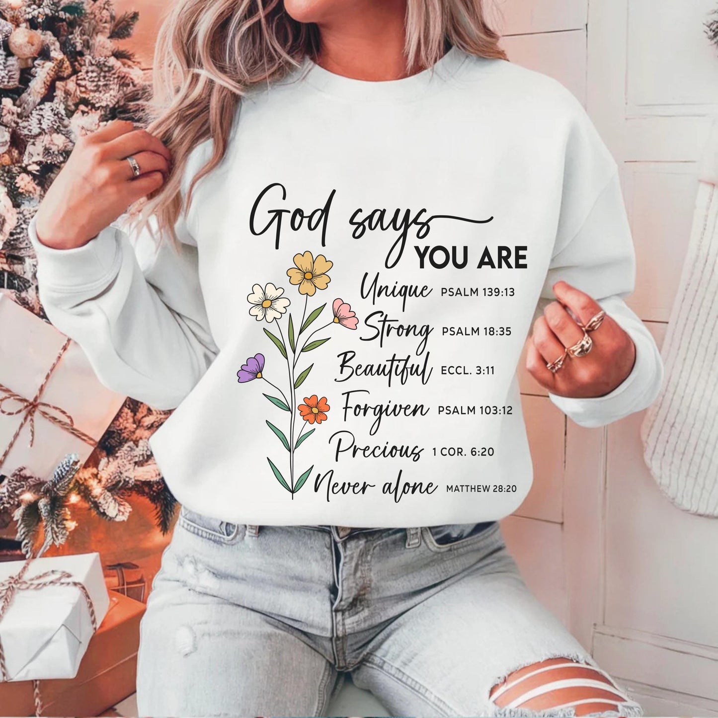 Floral Scripture Sweatshirt, Bible Verse Crewneck, Inspirational Faith Sweater, Unique Christian Gift, Religious Apparel, Cozy Christian Wea