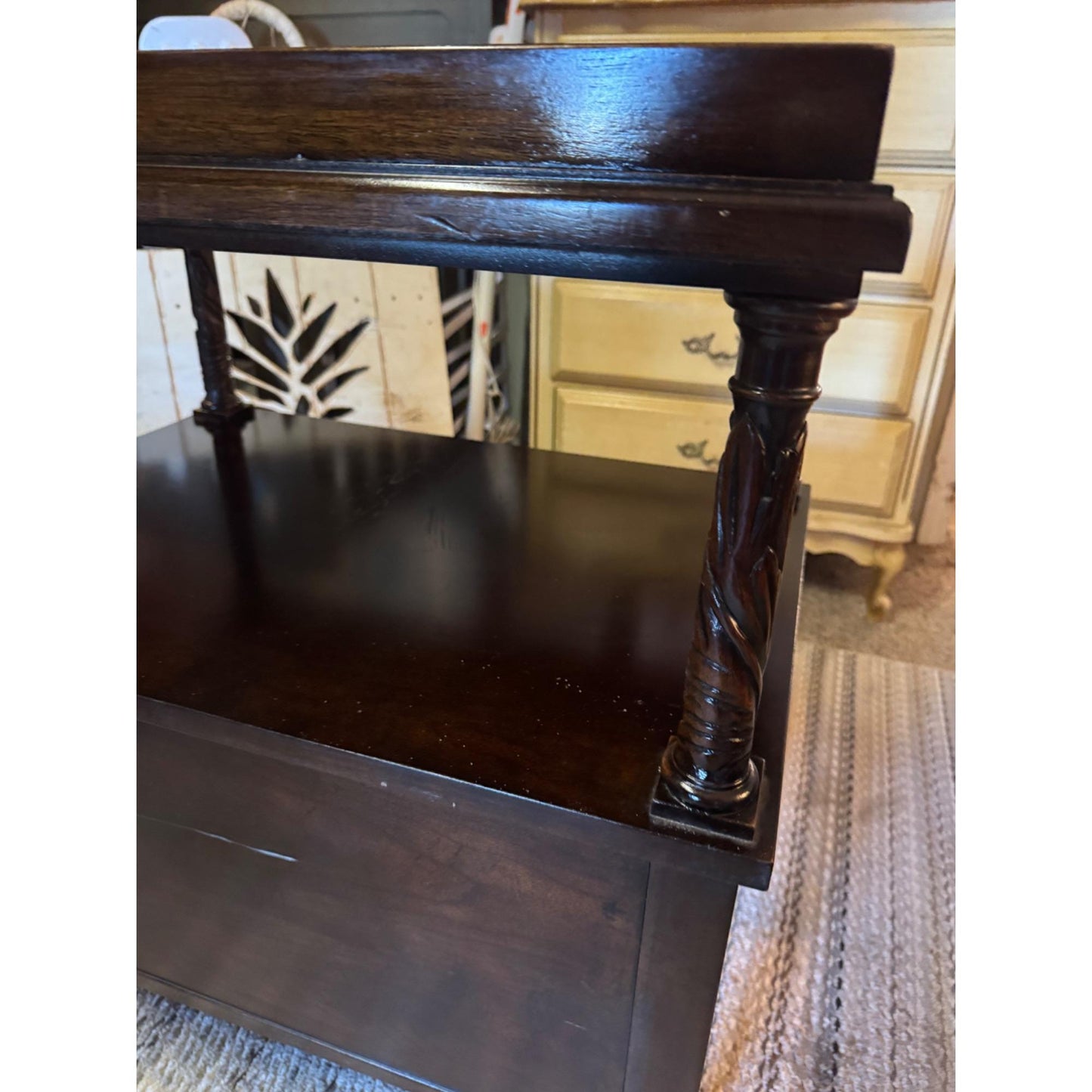 Bernhardt Bar Cart Side Table, Smithsonian Collection Nightstand, Vintage Tea Server Cart, Two Tier Table with Drawers, Brass Caster Wheels