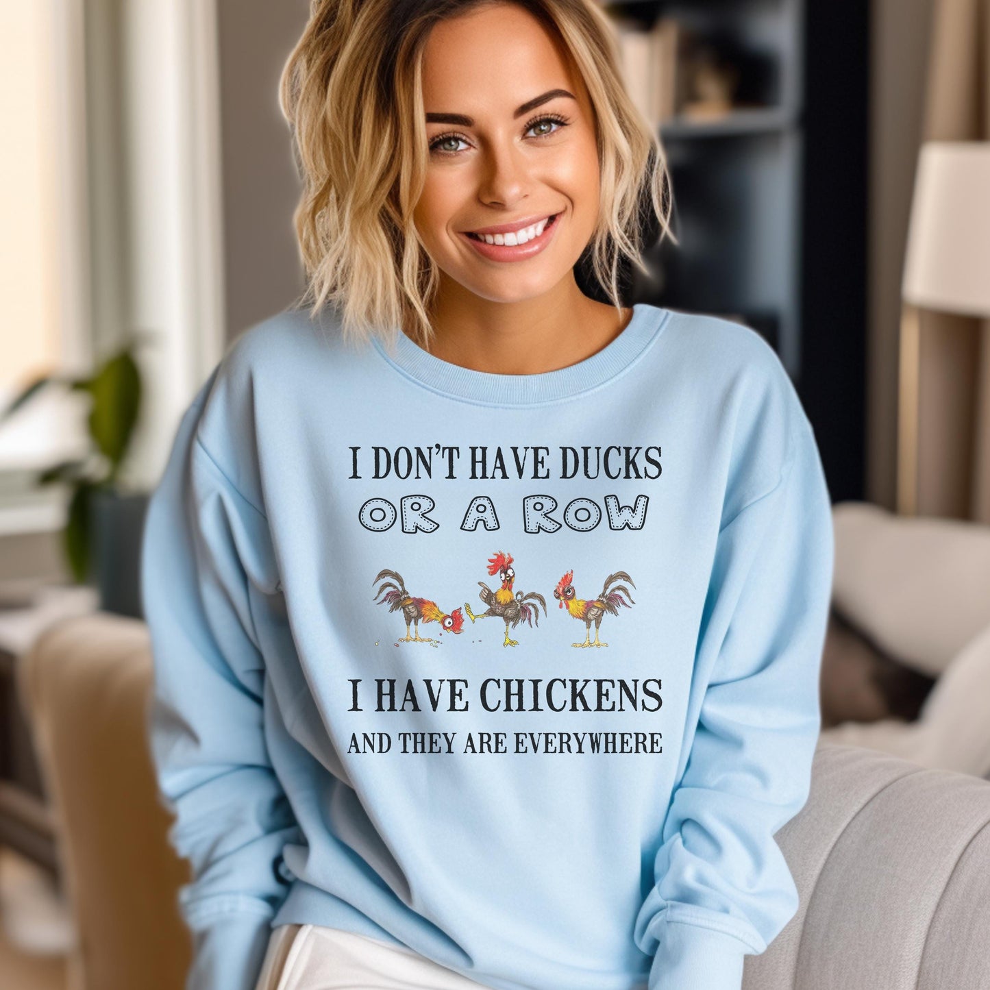 Funny Chicken Sweatshirt, Farmhouse Pullover, Cozy Animal Print Top, Humor Gift for Farmers, Unisex Crewneck Sweater, Unique Chicken Lover A