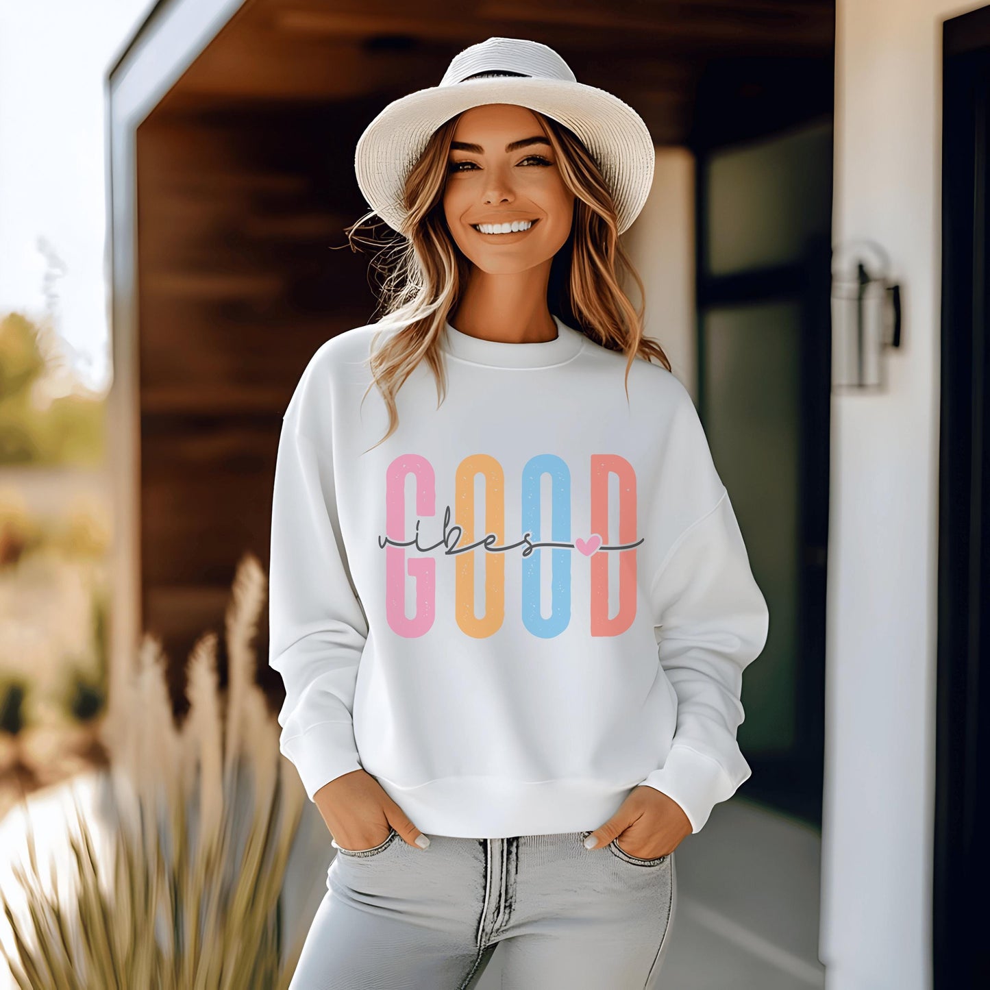 Good Vibes Only Sweatshirt, Positive Quote Crewneck, Feel Good Graphic Pullover, Unisex Cozy Sweatshirt, Uplifting Everyday Wear