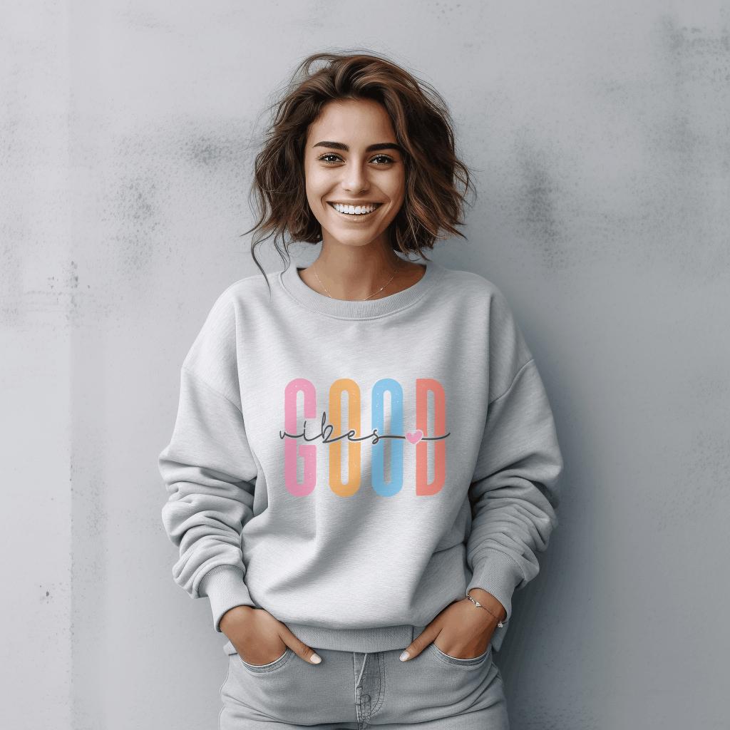 Good Vibes Only Sweatshirt, Positive Quote Crewneck, Feel Good Graphic Pullover, Unisex Cozy Sweatshirt, Uplifting Everyday Wear