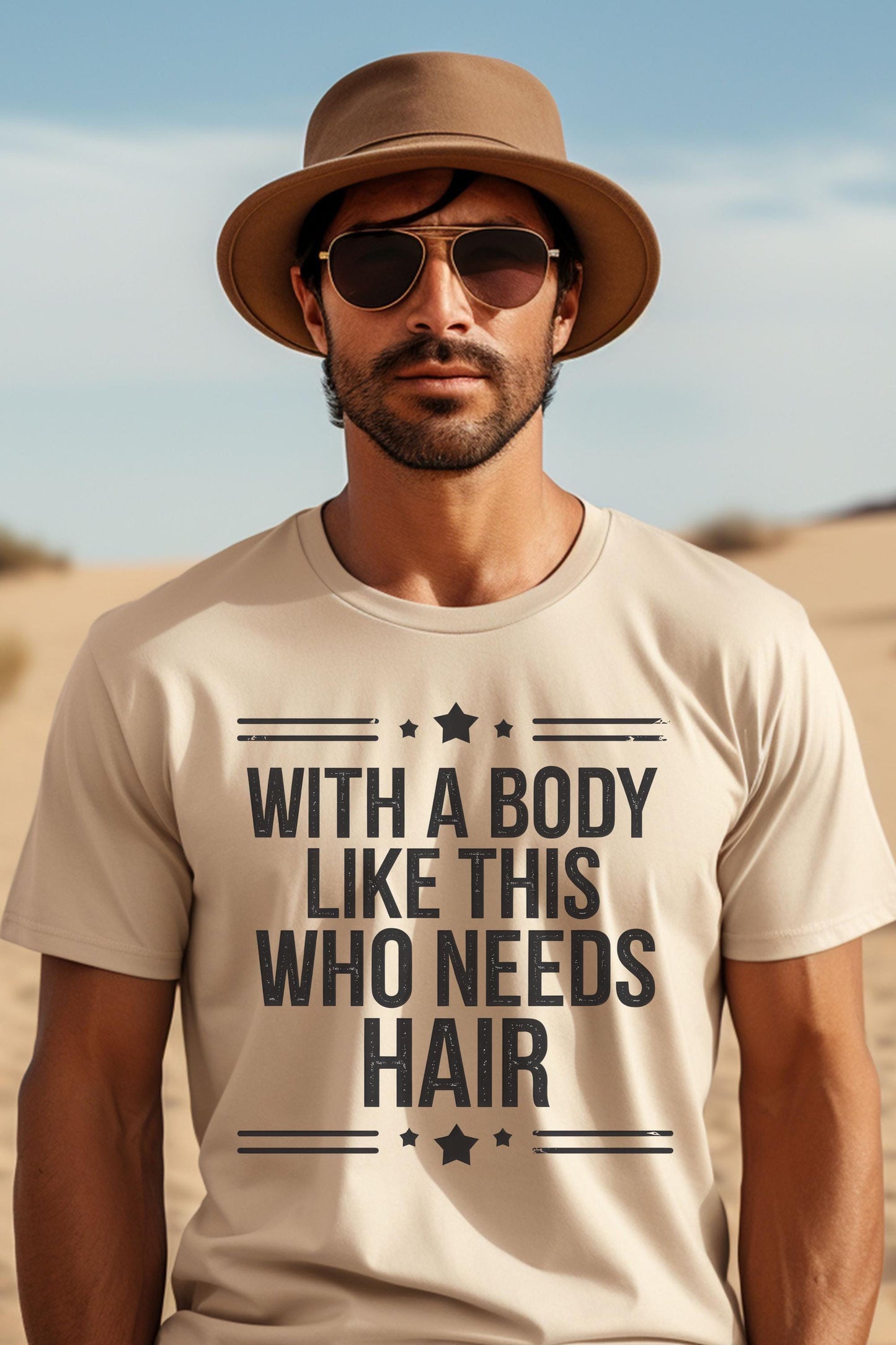 With a Body Like This Who Needs Hair Shirt | Funny Bald Men T Shirt | Confidence Gym Tee | Gift for Bald Guy | Humor Men’s Shirt