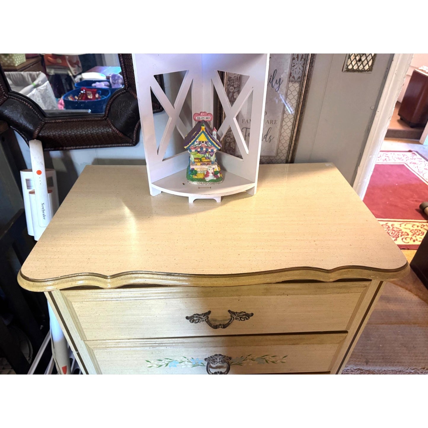 Vintage French Provincial Dresser: Sears Bonnet Series, Floral Detail, Brass Handles