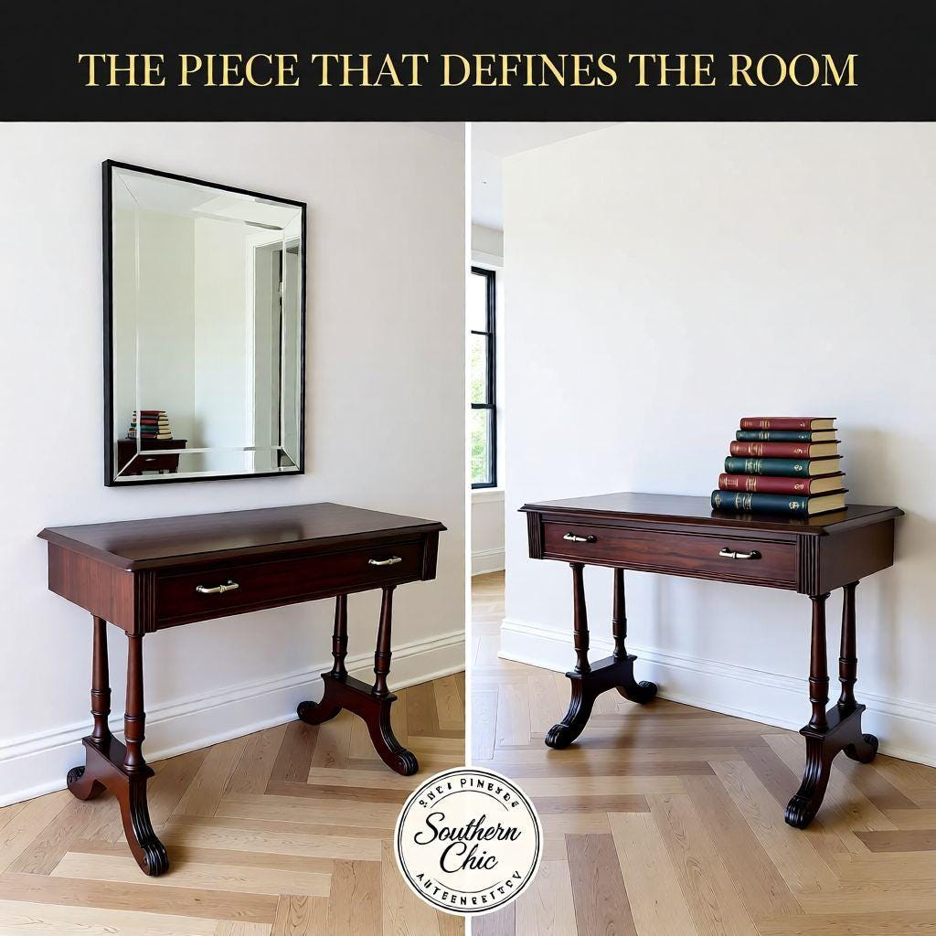 Antique Mahogany Writing Desk With Clawfoot Legs & Brass Handles - Elegant Vintage Furniture