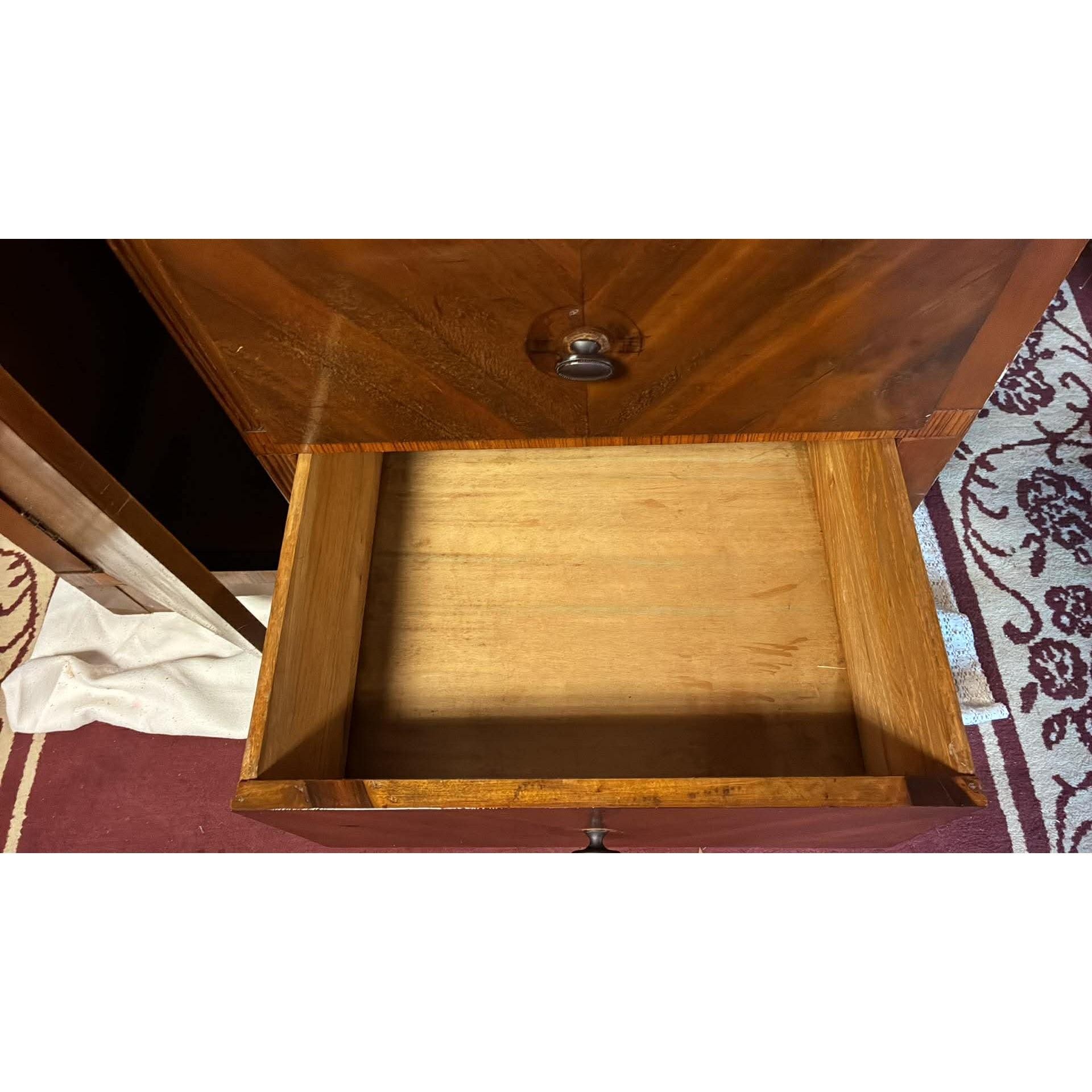 Vintage Waterfall Chifforobe 1930-40's Mid-Century Modern Wooden Dresser With Wardrobe Cabinet & 6 Drawers For Storage
