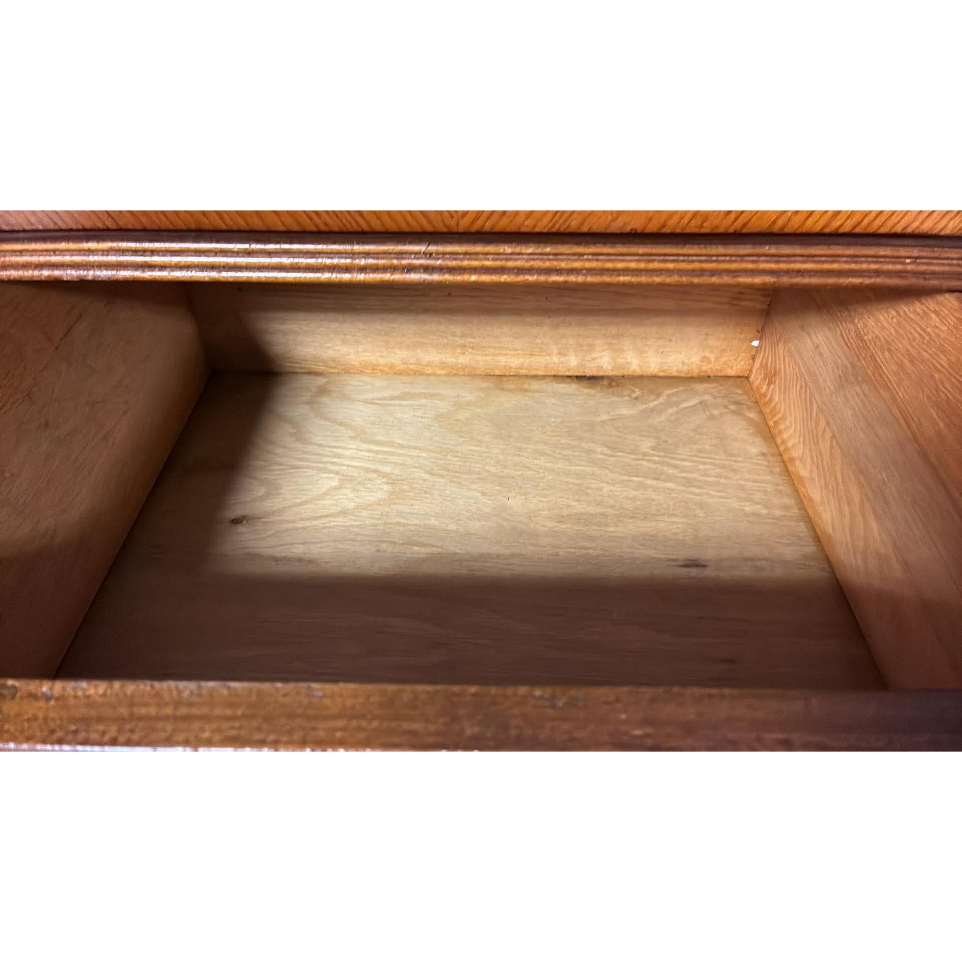Vintage Waterfall Chifforobe 1930-40's Mid-Century Modern Wooden Dresser With Wardrobe Cabinet & 6 Drawers For Storage