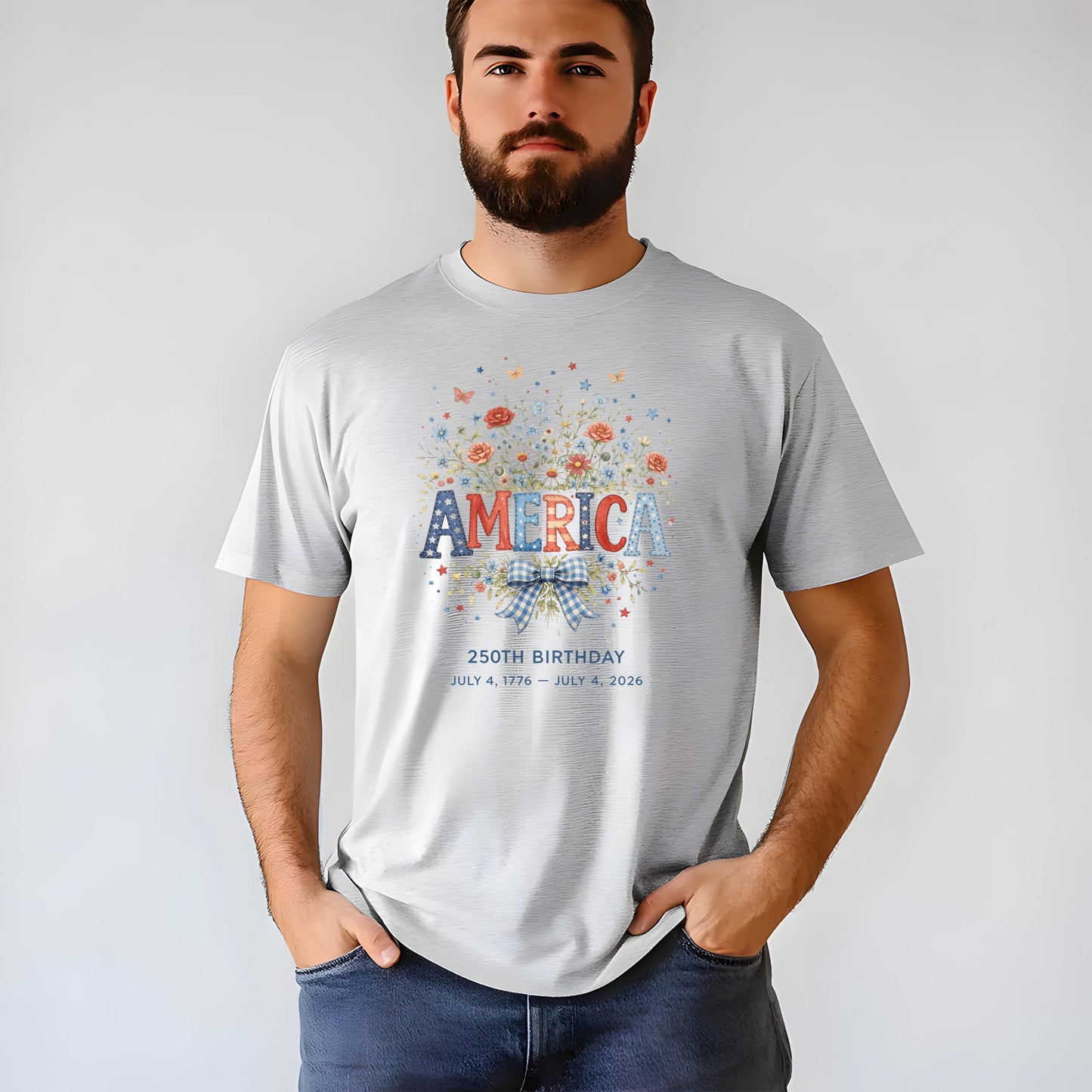 America 250th Birthday Tee, Patriotic Graphic Tee, July 4th 1776–2026 Shirt, USA Celebration T-shirt