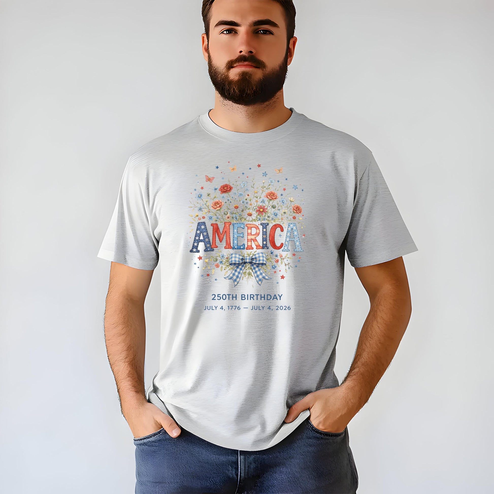 America 250th Birthday Tee, Patriotic Graphic Tee, July 4th 1776–2026 Shirt, USA Celebration T-shirt