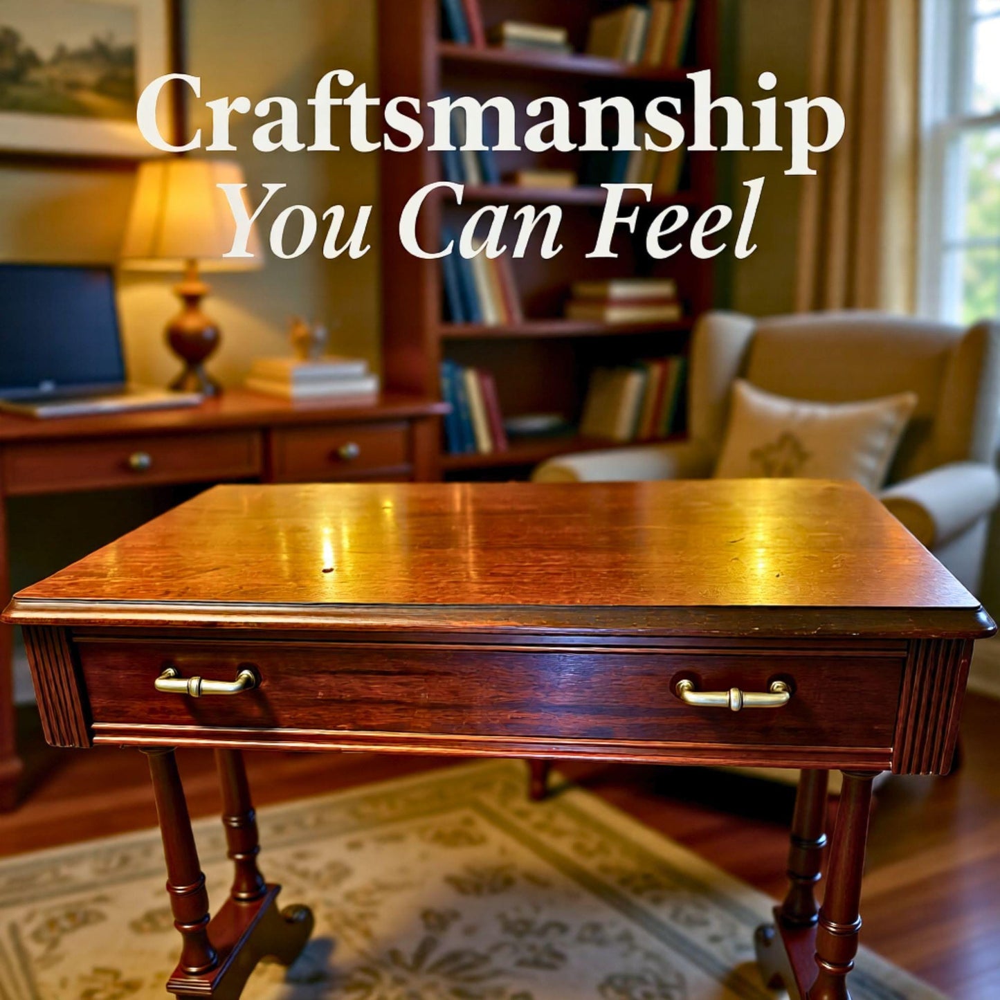 Antique Mahogany Writing Desk With Clawfoot Legs & Brass Handles - Elegant Vintage Furniture