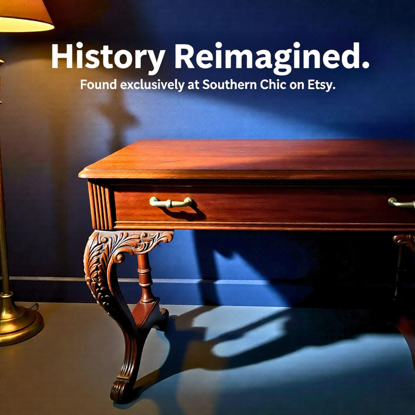 Antique Mahogany Writing Desk With Clawfoot Legs & Brass Handles - Elegant Vintage Furniture