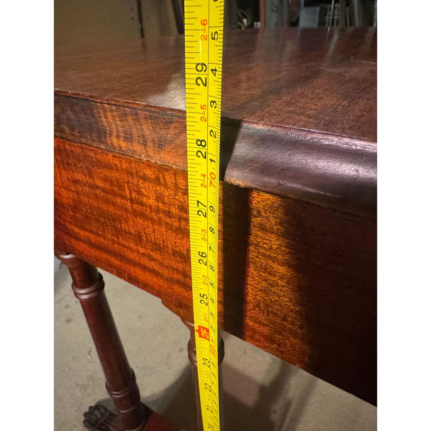 Antique Mahogany Writing Desk With Clawfoot Legs & Brass Handles - Elegant Vintage Furniture