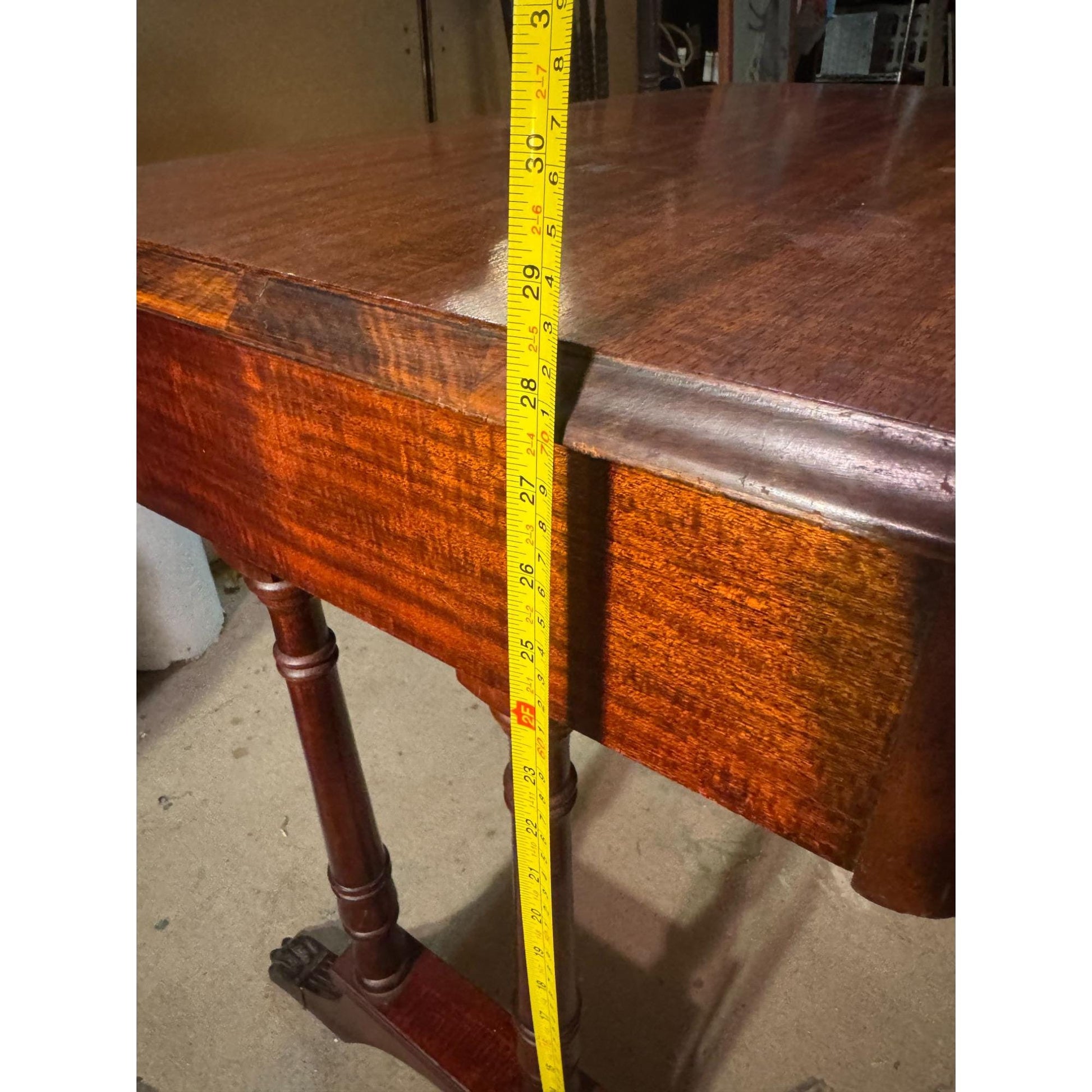 Antique Mahogany Writing Desk With Clawfoot Legs & Brass Handles - Elegant Vintage Furniture