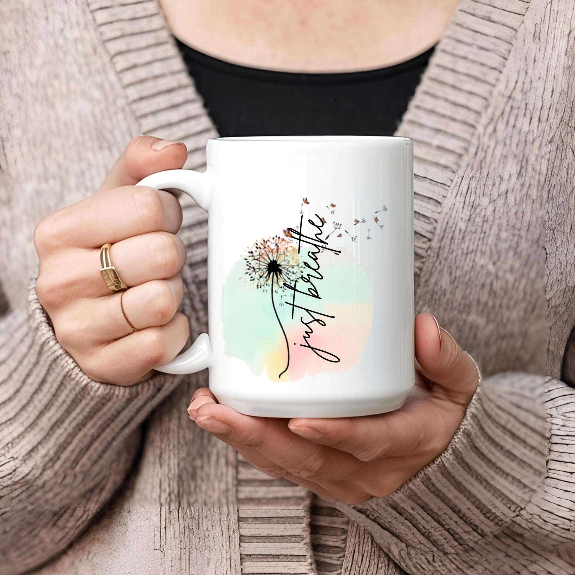 Just Breathe Shirt, Self Care Tee, Inspirational Gift for Women, Motivational T-Shirt, Graphic Tee, Dandelion Print, Relaxation Apparel