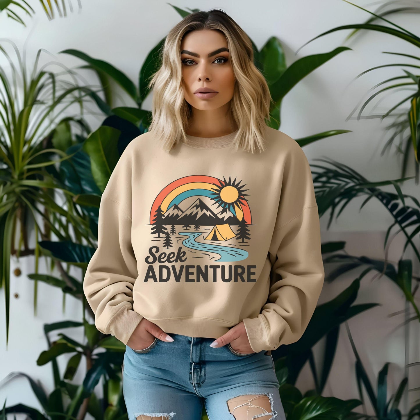 Camping Tank Top, Seek Adventure Shirt, Hiking Gift, Women’s Sleeveless Tee, T-Shirt or Sweatshirt Option, Camping Mug, Tote Bag