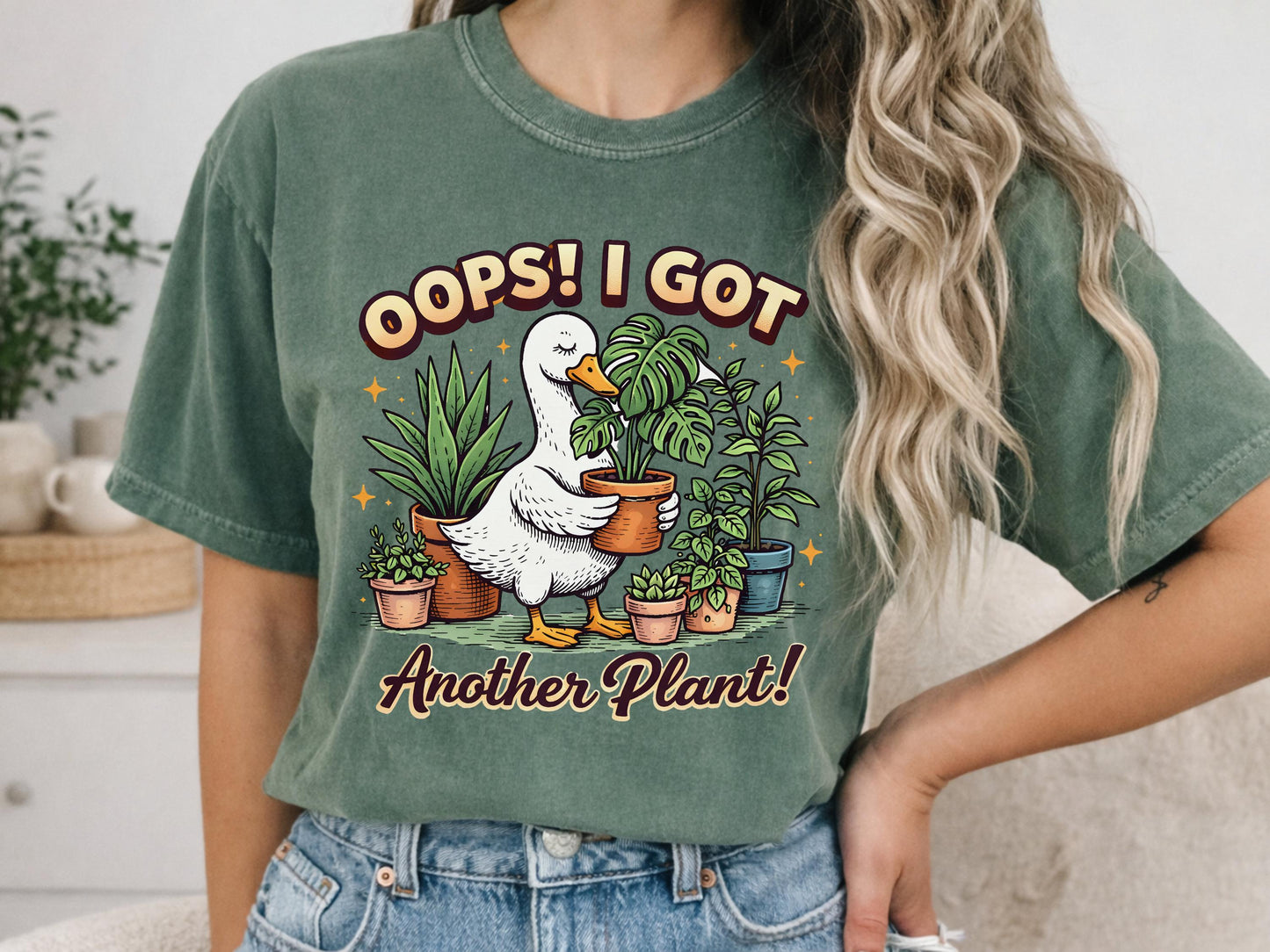 Comfort Colors® Oops I Got Another Plant Shirt, Plant Mom Shirt Funny Plant Lover Tee, Gardening Shirt, Duck Plant Shirt, Botanical Gift