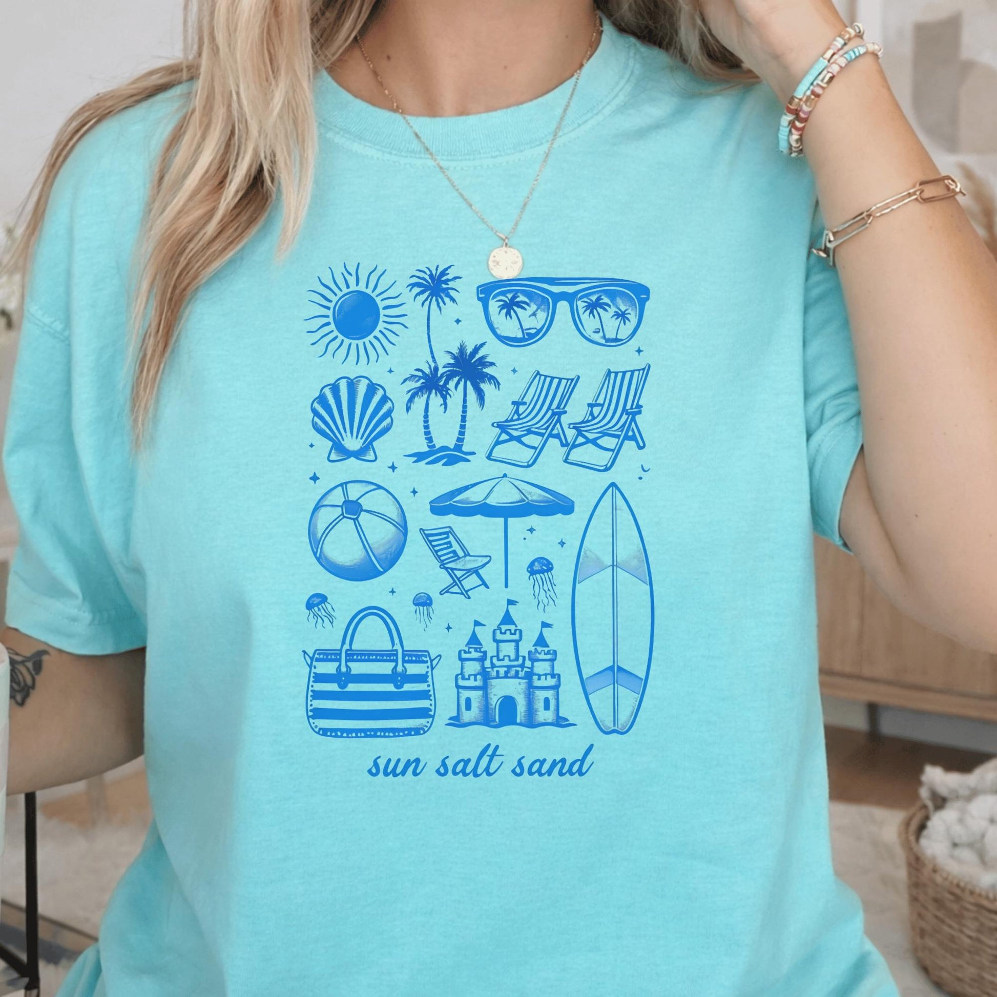 Beach Vibes Graphic Tee, Comfort Colors Shirt, Summer Beach Theme, Surf Sand Sun, Coastal Vacation, Beach Lover Gift, Relaxed Fit