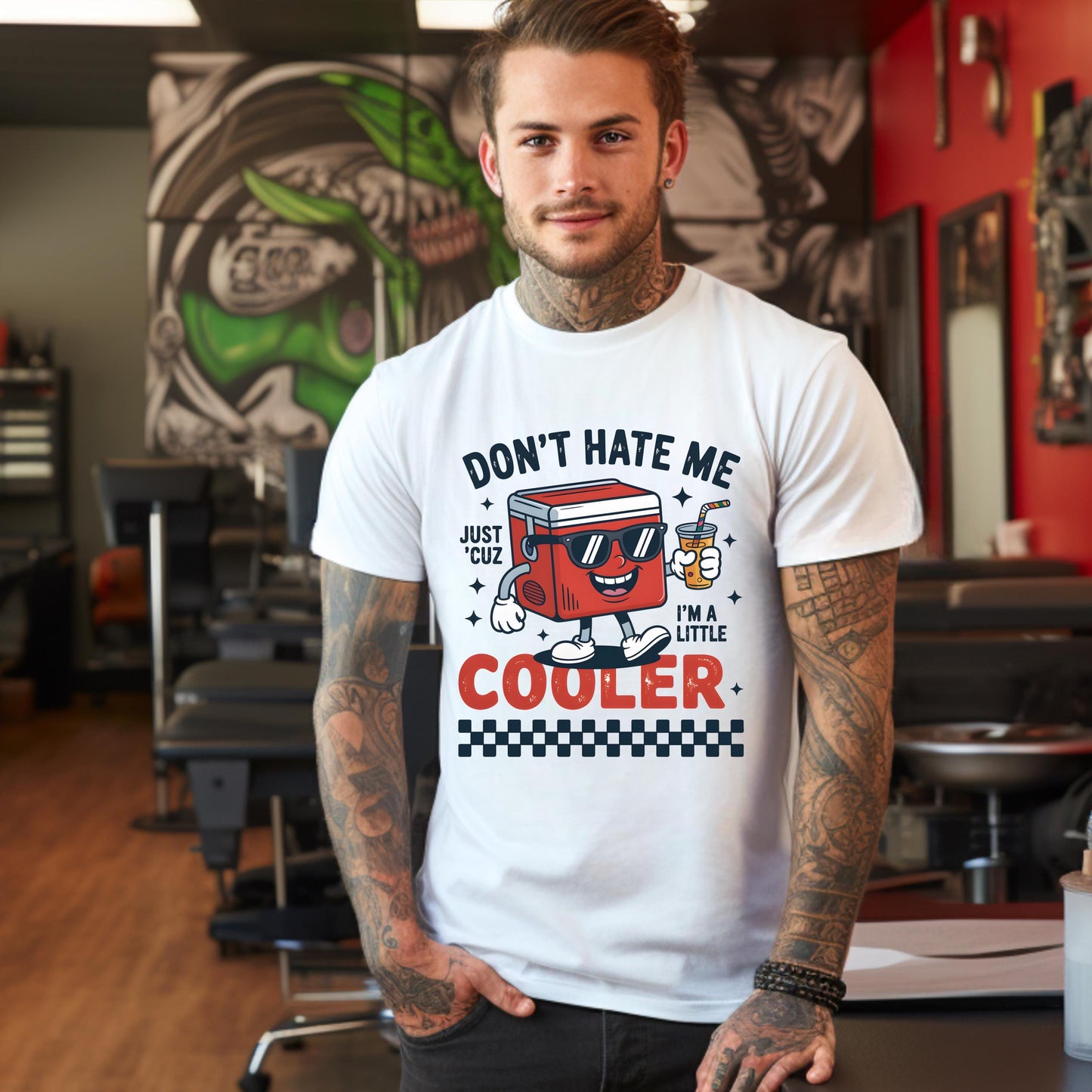 Funny Graphic T-Shirt, Don't Hate Me Because I'm cooler Shirt, Beach Vacation Tee, Summer Pun Shirt, Gift for Beach Lovers, Casual Holiday O