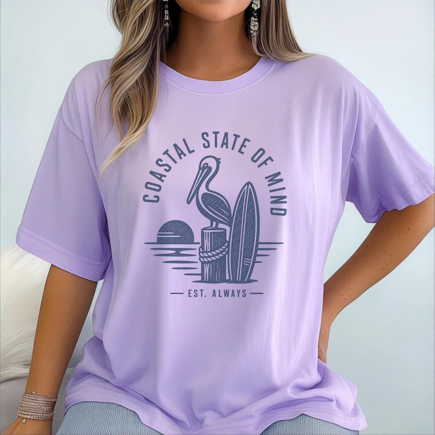 Vintage Summer Coastal Life Graphic Design Poster Summer Vibes T-Shirt, Fun Graphic Tee, Beach Holiday Shirt, Bright Colorful Design, For Wo