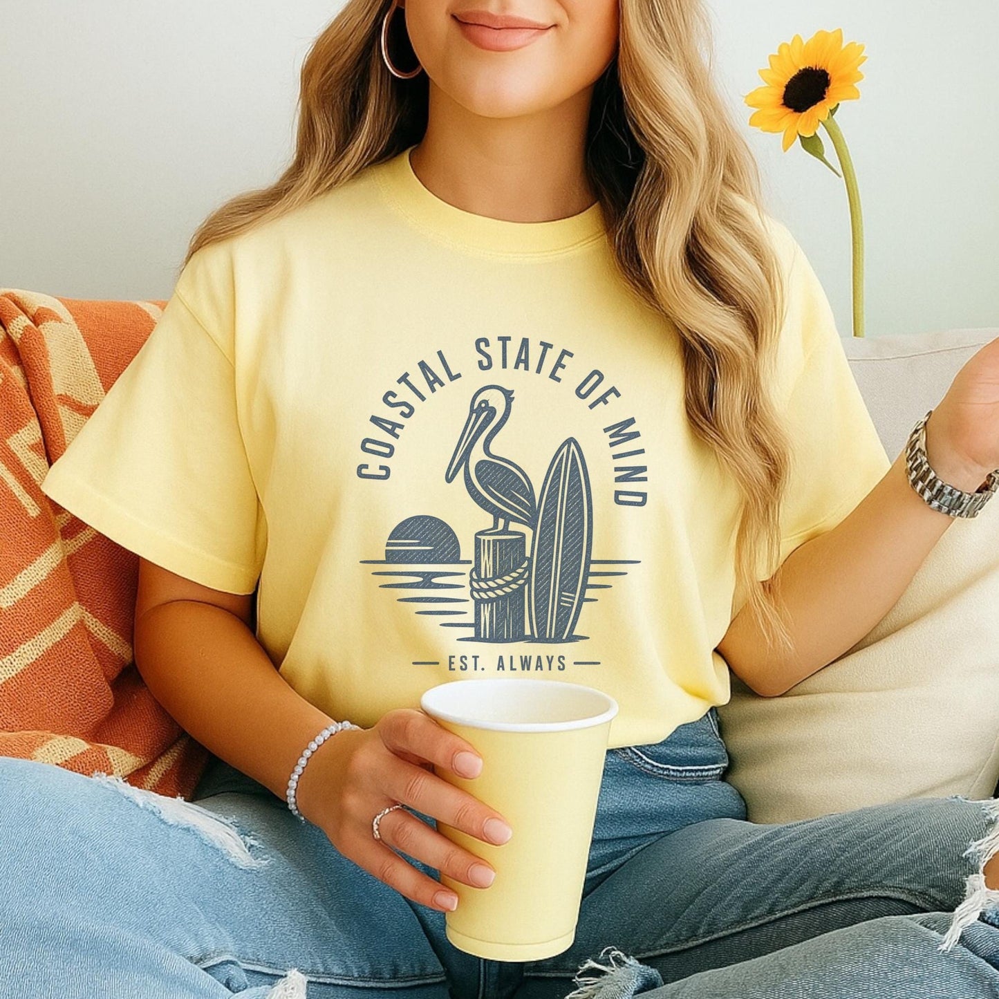 Vintage Summer Coastal Life Graphic Design Poster Summer Vibes T-Shirt, Fun Graphic Tee, Beach Holiday Shirt, Bright Colorful Design, For Wo