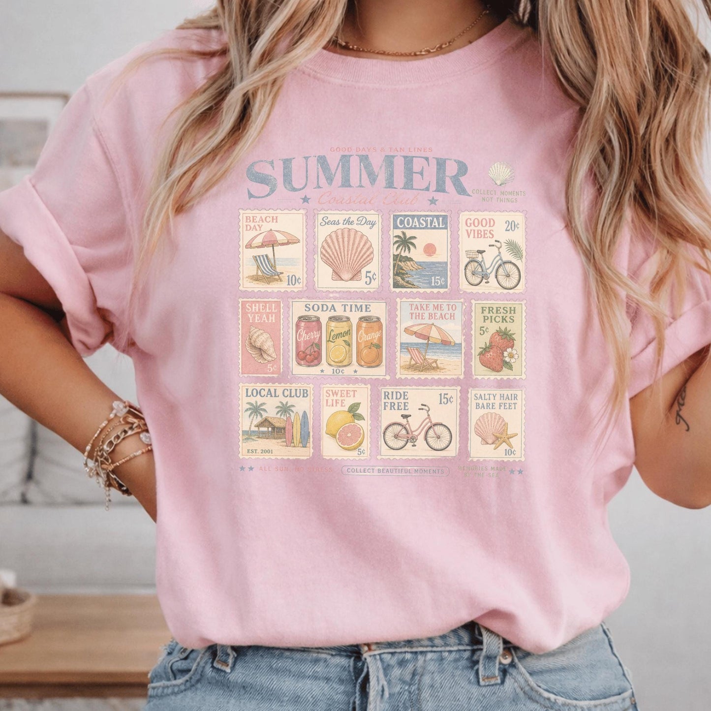 Vintage Summer Graphic Tee, Coastal Club Retro T-shirt, Beach Day Custom Unisex Shirt, Perfect for Seaside Lovers