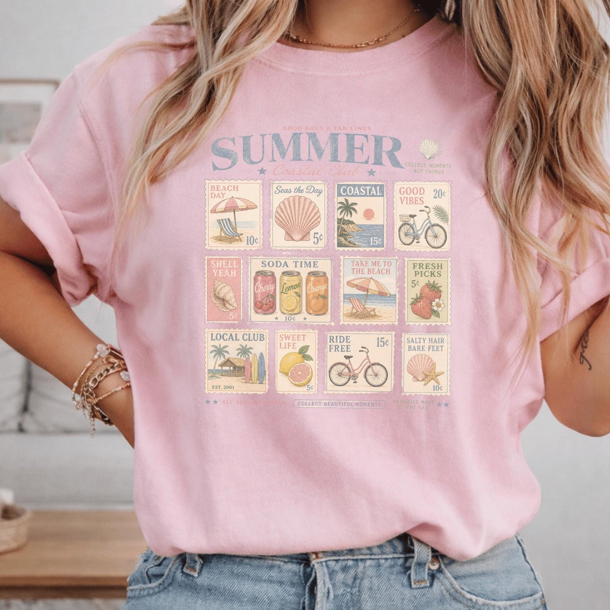Vintage Summer Graphic Tee, Coastal Club Retro T-shirt, Beach Day Custom Unisex Shirt, Perfect for Seaside Lovers