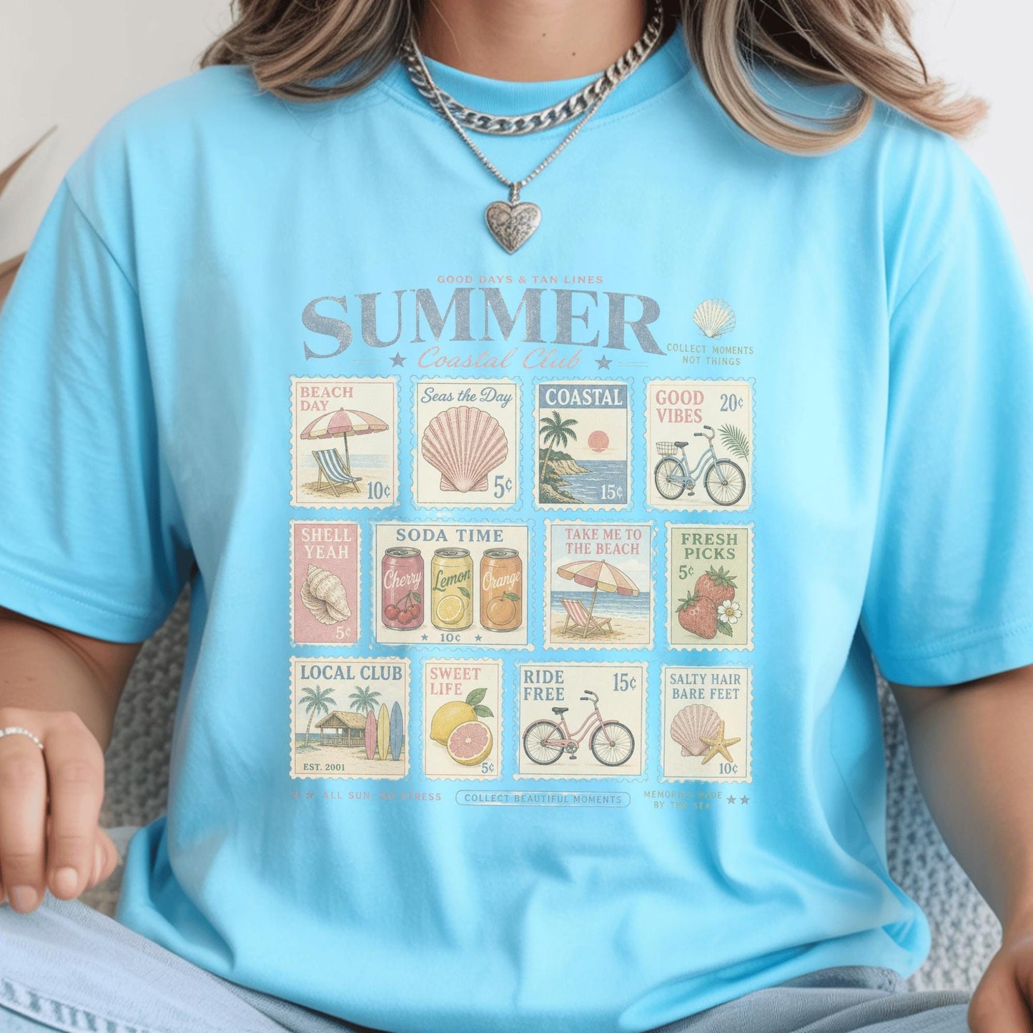 Vintage Summer Graphic Tee, Coastal Club Retro T-shirt, Beach Day Custom Unisex Shirt, Perfect for Seaside Lovers
