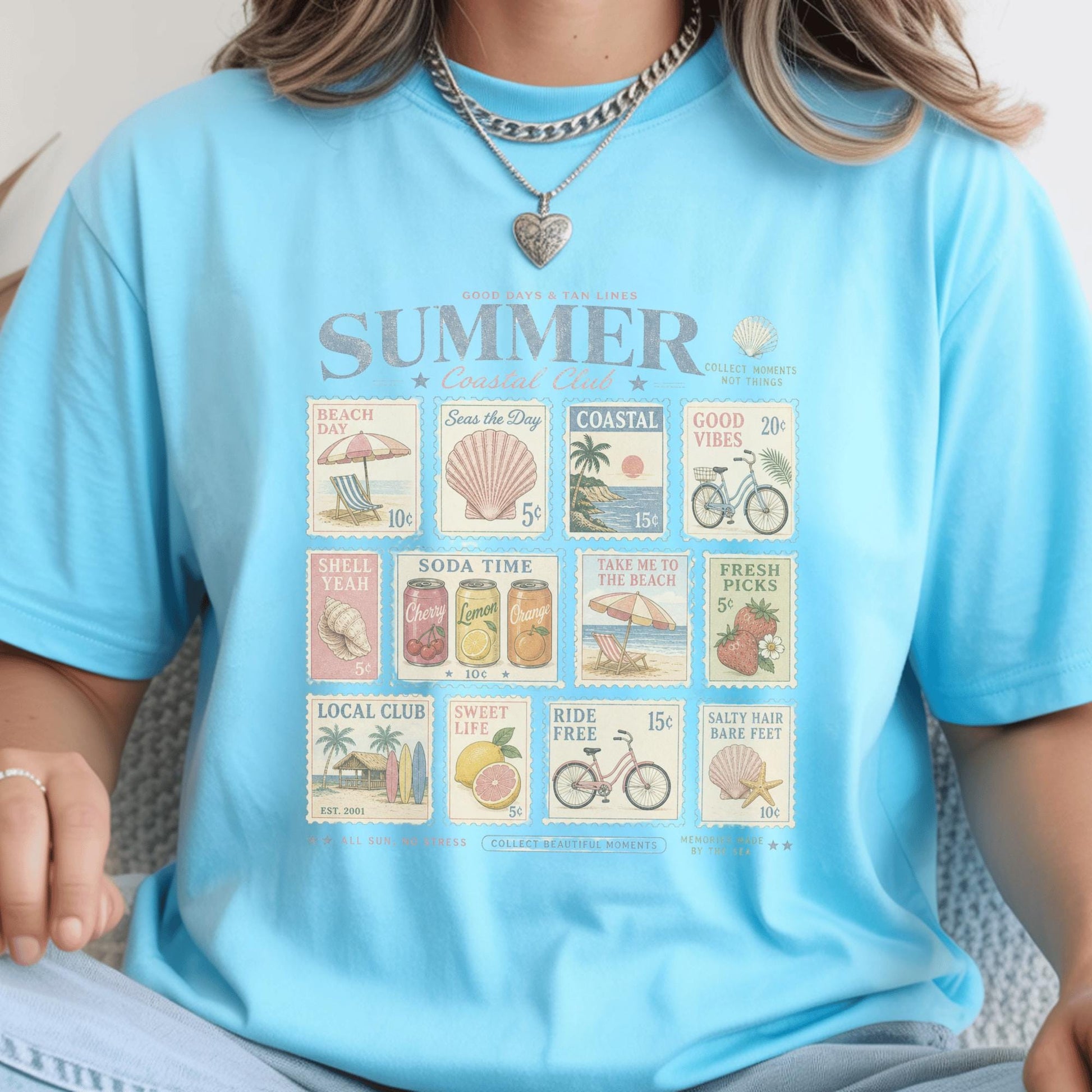 Vintage Summer Graphic Tee, Coastal Club Retro T-shirt, Beach Day Custom Unisex Shirt, Perfect for Seaside Lovers