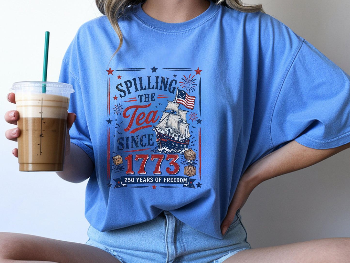 Patriotic T-Shirt, American History Tee, 1773 Spilling the Tea Shirt, Freedom Celebration Shirt, Graphic Tee for History Buffs