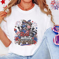 Patriotic Raccoon T-shirt, Red White Feral Graphic Tee, 4th of July Animal Shirt, Customizable Comfort Colors, USA Holiday Apparel Gift
