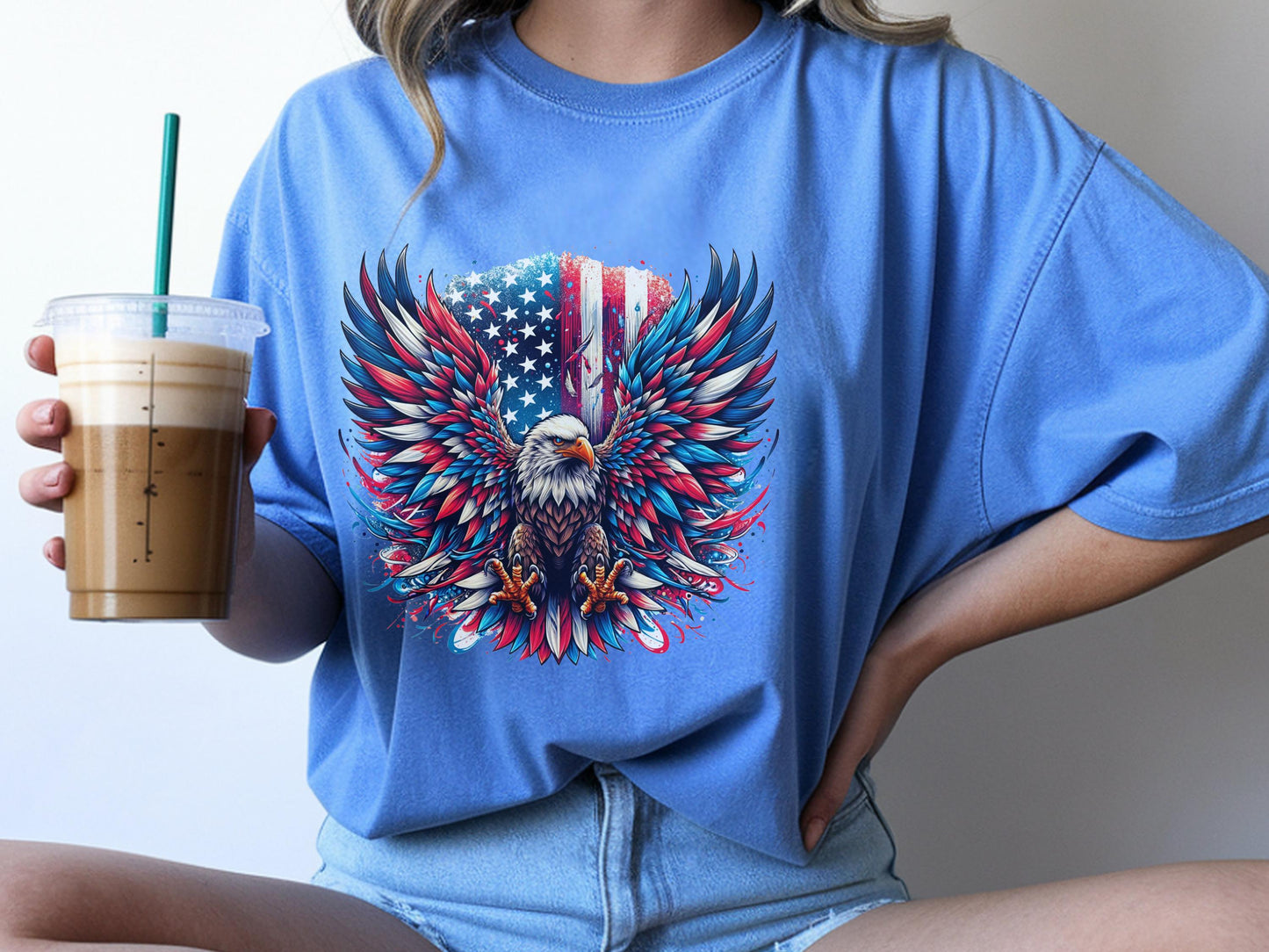 Patriotic Eagle T-Shirt, American Flag Graphic Tee, 4th of July Shirt, USA Pride Apparel, Bald Eagle Design, Men's Women's Clothing