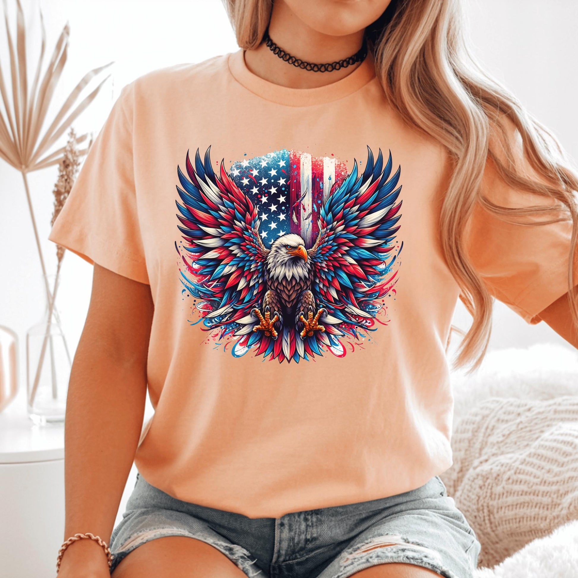 Patriotic Eagle T-Shirt, American Flag Graphic Tee, 4th of July Shirt, USA Pride Apparel, Bald Eagle Design, Men's Women's Clothing
