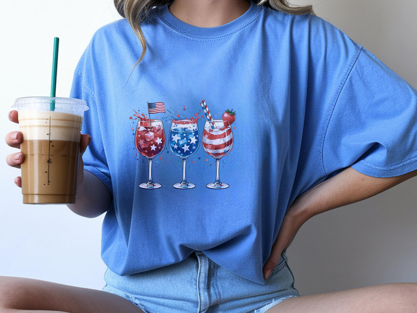 Patriotic Drinkware Design, Fourth of July Party, USA Themed Glasses, Fun Summer BBQ Decor, Independence Day Gift Idea, Watercolor Art