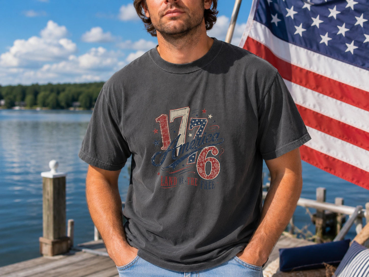Vintage USA 1776 T-Shirt, Patriotic American Design, Land of the Free Tee, Independence Day Shirt, 4th of July Top, Retro USA Shirt