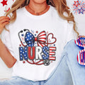 Patriotic Nurse Shirt, USA Flag Inspired Tee, Nurse Appreciation Gift, RN Independence Day Apparel, Stethoscope Graphic Top, Unique Medical