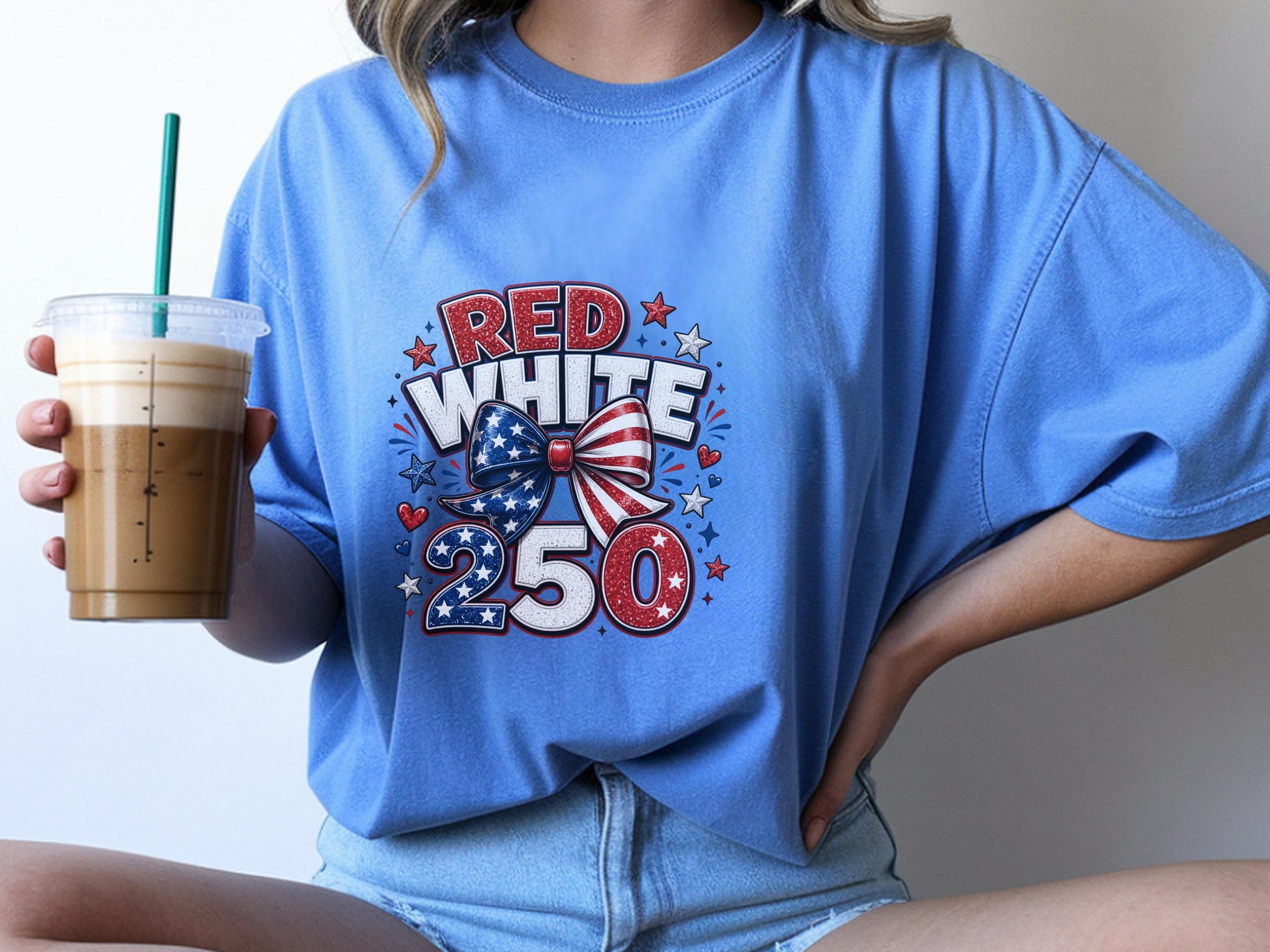 USA Patriotic T-Shirt, Red White Blue Celebration Tee, 250th Anniversary Design, Independence Day Shirt, Customizable Cotton Apparel