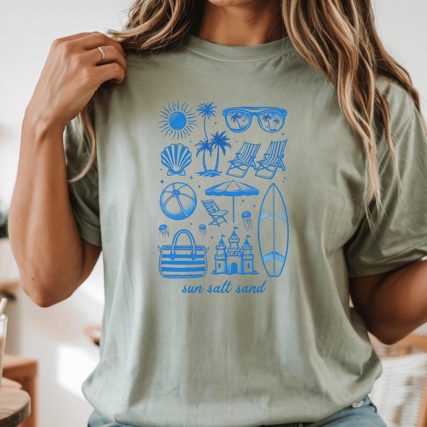Beach Vibes Graphic Tee, Comfort Colors Shirt, Summer Beach Theme, Surf Sand Sun, Coastal Vacation, Beach Lover Gift, Relaxed Fit