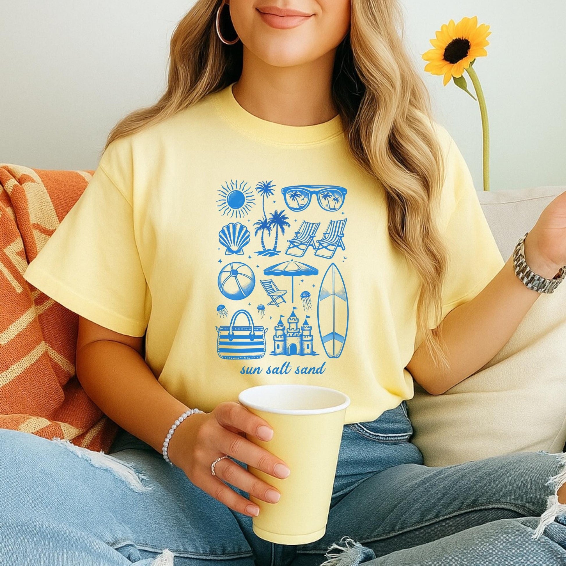 Beach Vibes Graphic Tee, Comfort Colors Shirt, Summer Beach Theme, Surf Sand Sun, Coastal Vacation, Beach Lover Gift, Relaxed Fit