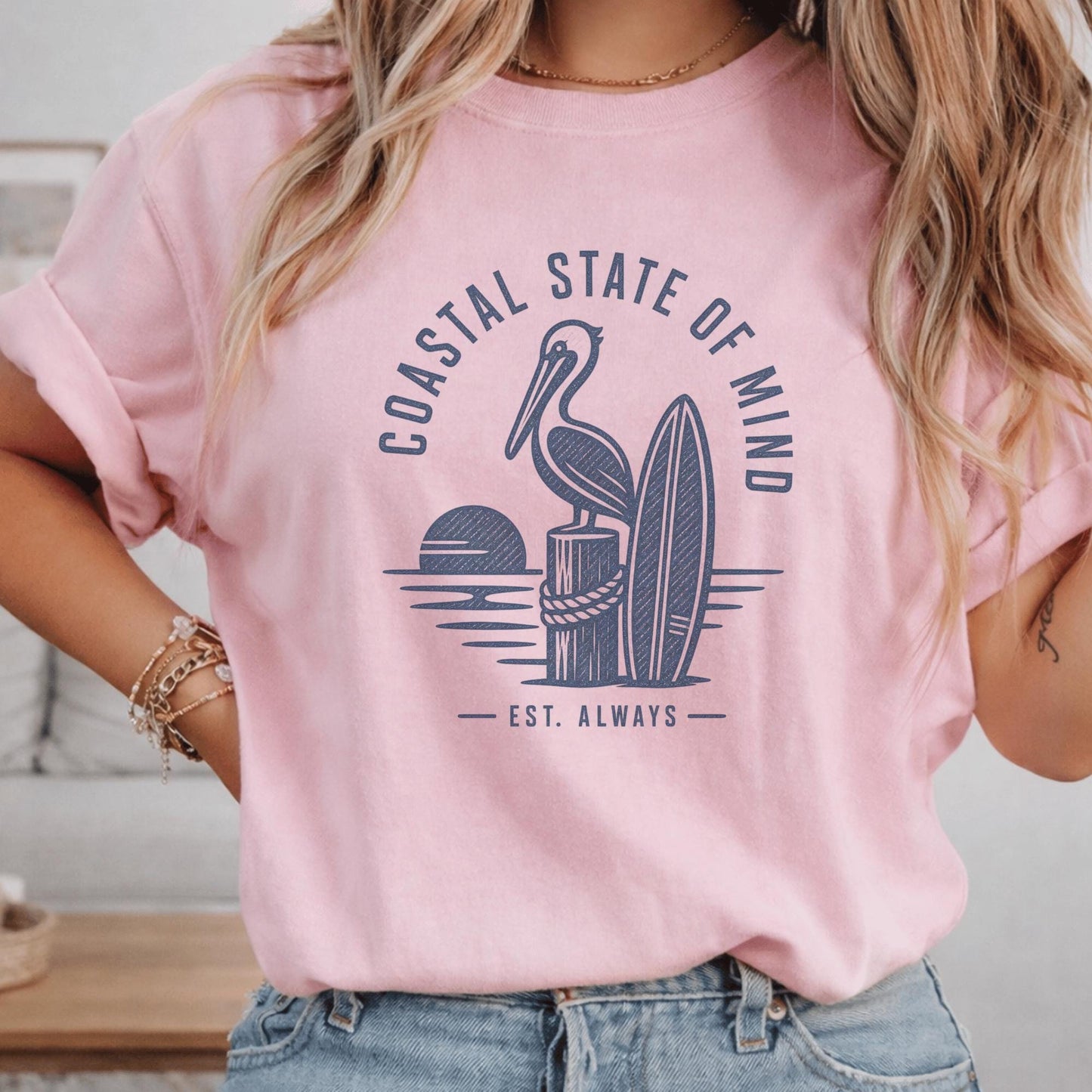 Vintage Summer Coastal Life Graphic Design Poster Summer Vibes T-Shirt, Fun Graphic Tee, Beach Holiday Shirt, Bright Colorful Design, For Wo