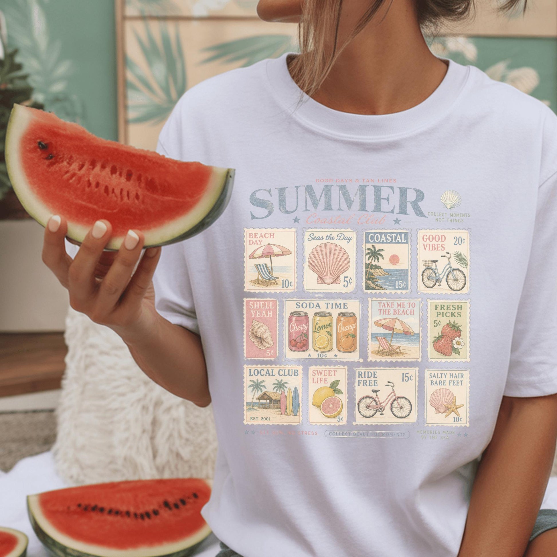 Vintage Summer Graphic Tee, Coastal Club Retro T-shirt, Beach Day Custom Unisex Shirt, Perfect for Seaside Lovers